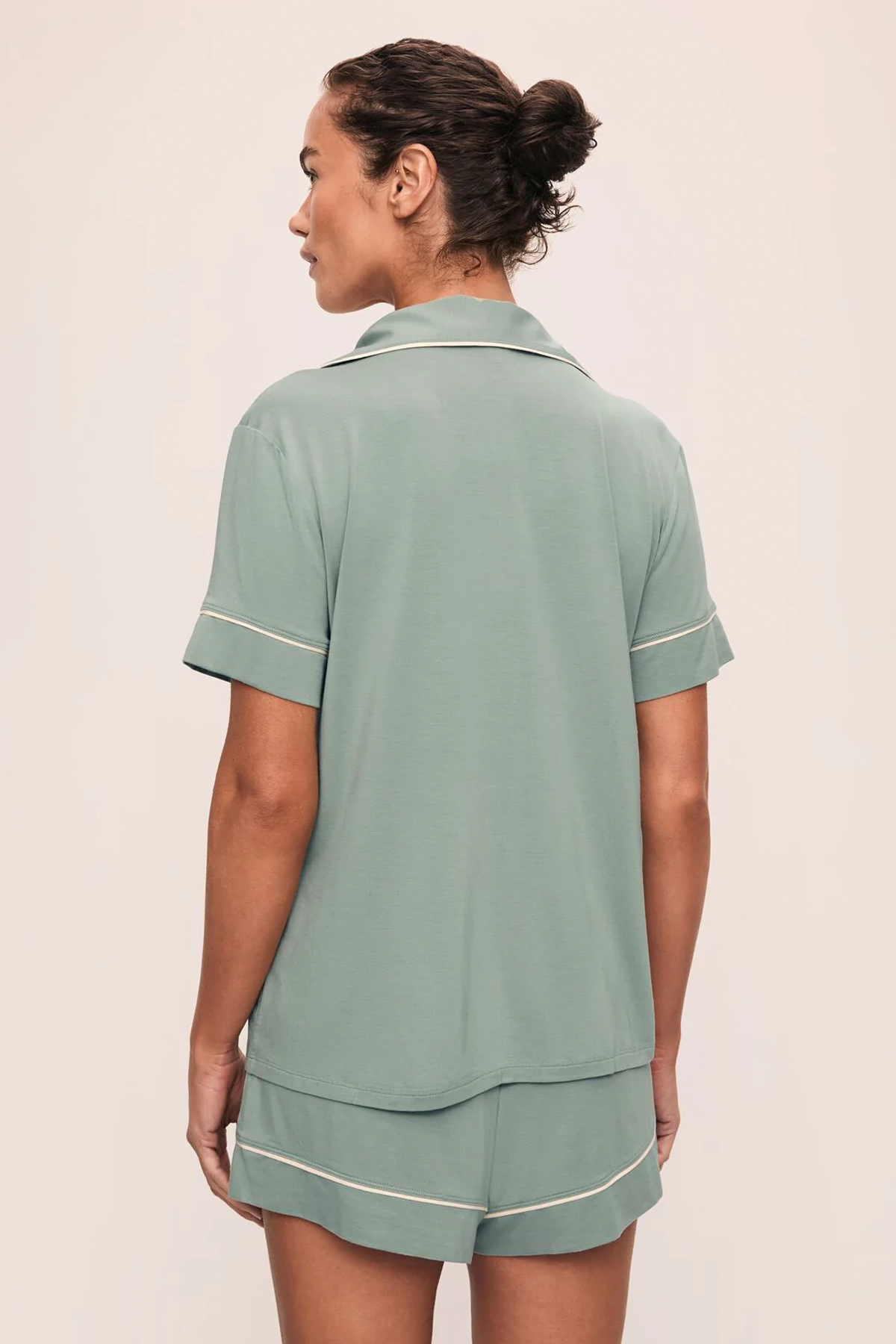 Eberjey Gisele Relaxed Short PJ Set - Eucalyptus / Ivory