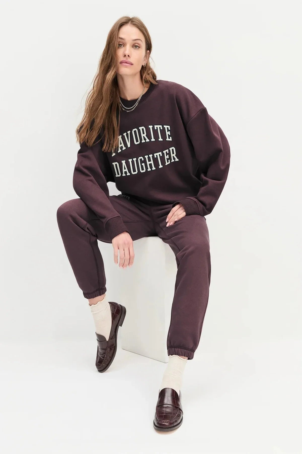 Favorite Daughter The Collegiate Jogger - Burgundy/Gardenia