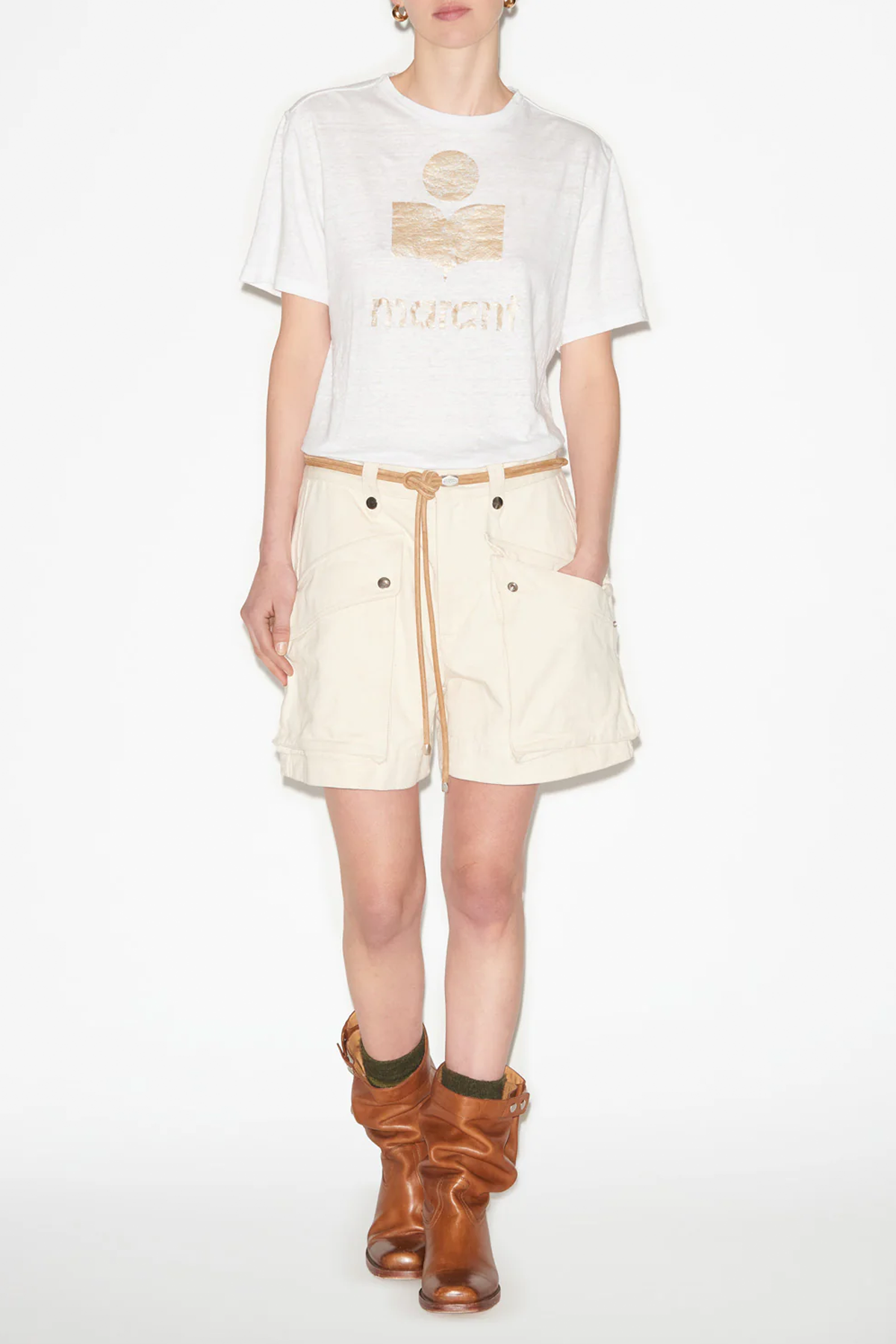 Isabel Marant Étoile Zewel T-Shirt - White/ Light Gold