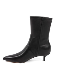 Veronica Beard Lisa Stretch Kitten-Heel Bootie - Black Leather