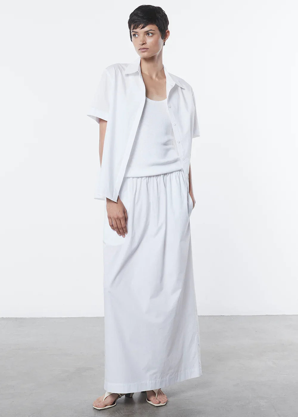 Enza Costa Poplin Resort Shirt - White