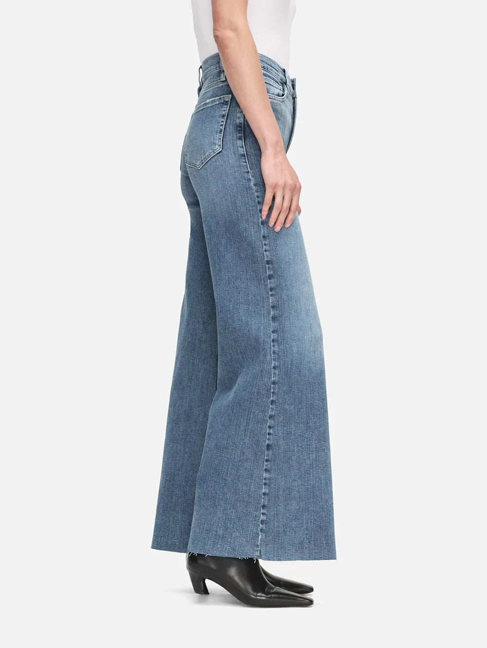 Frame Le Palazzo Crop Raw Fray Jeans - Daphne Blue