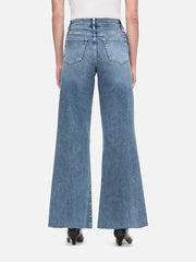 Frame Le Palazzo Crop Raw Fray Jeans - Daphne Blue