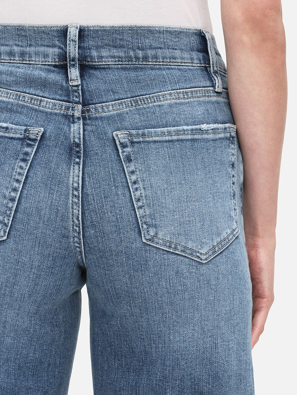 Frame Le Palazzo Crop Raw Fray Jeans - Daphne Blue