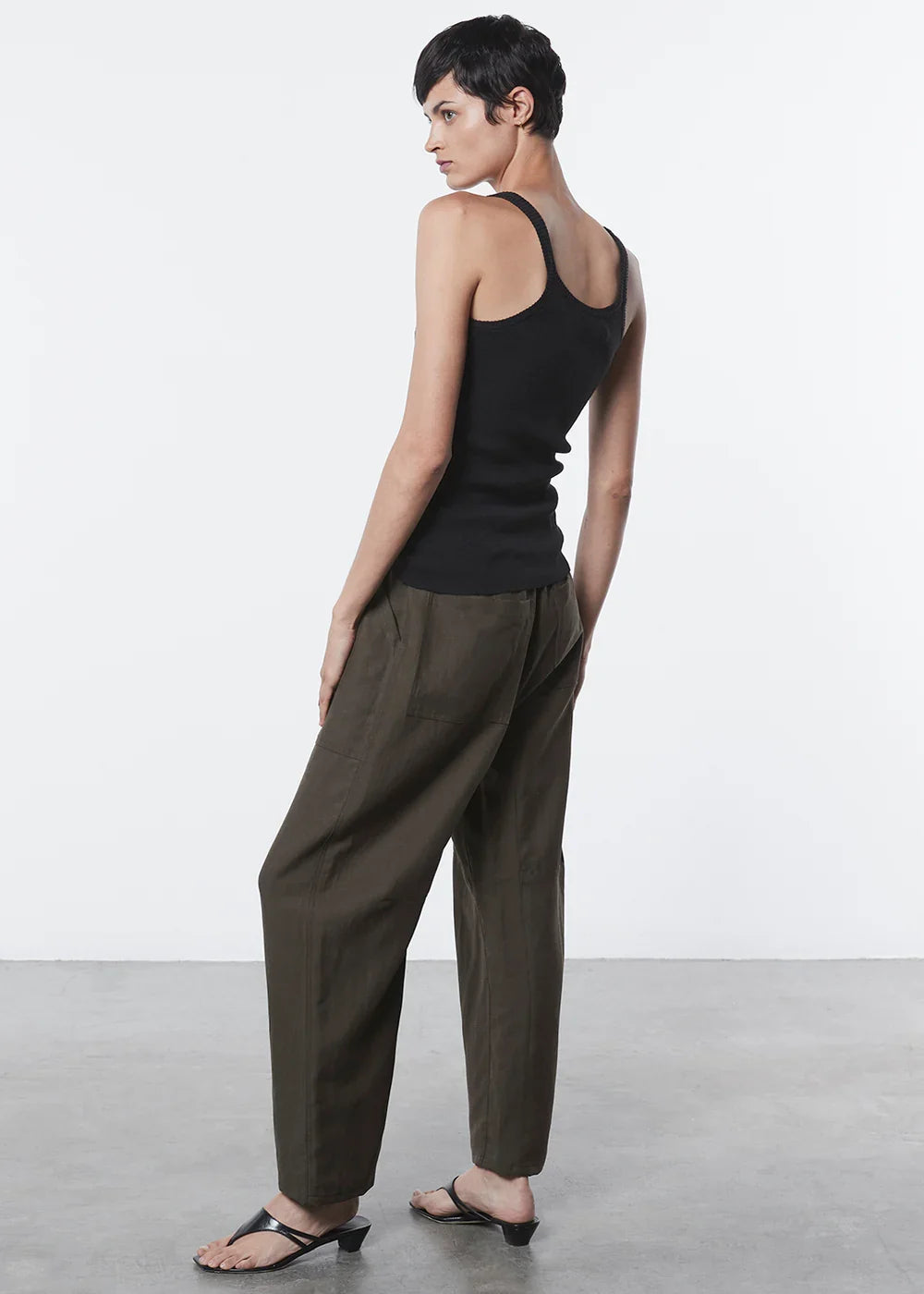 Enza Costa Linen Knit Strappy Tank - Black