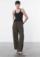 Enza Costa Linen Knit Strappy Tank - Black