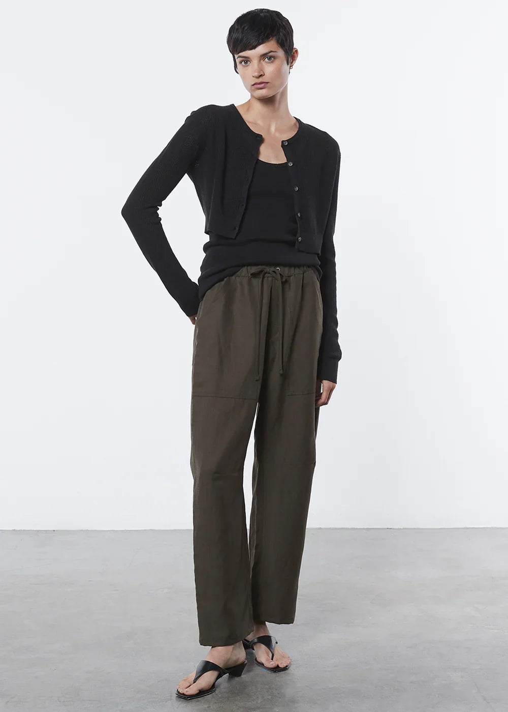 Enza Costa Linen Knit Strappy Tank - Black