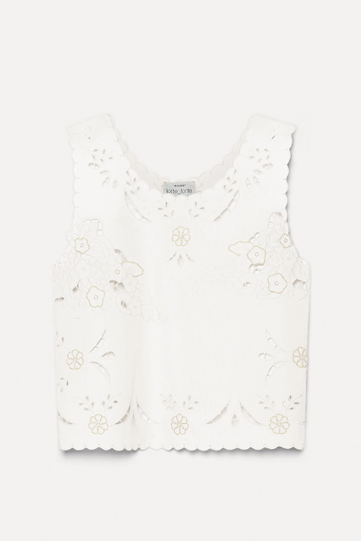Forte Forte Poplin Top With “Lace And Glass” Embroidery - Crystal