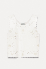 Forte Forte Poplin Top With “Lace And Glass” Embroidery - Crystal