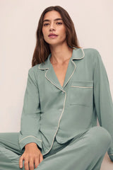 Eberjey Gisele Long PJ Set - Eucalyptus / Ivory