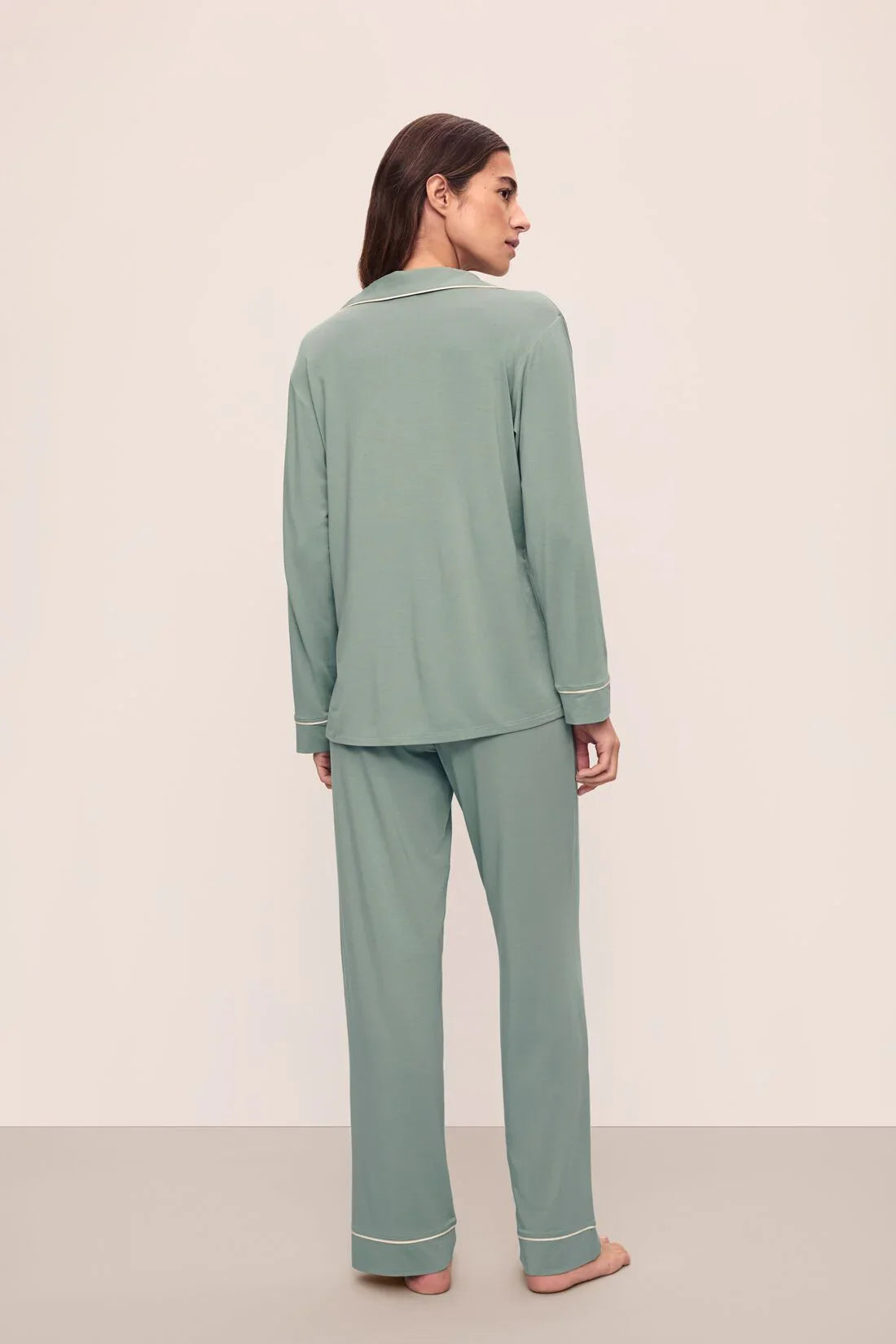 Eberjey Gisele Long PJ Set - Eucalyptus / Ivory