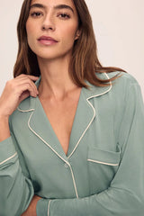 Eberjey Gisele Long PJ Set - Eucalyptus / Ivory