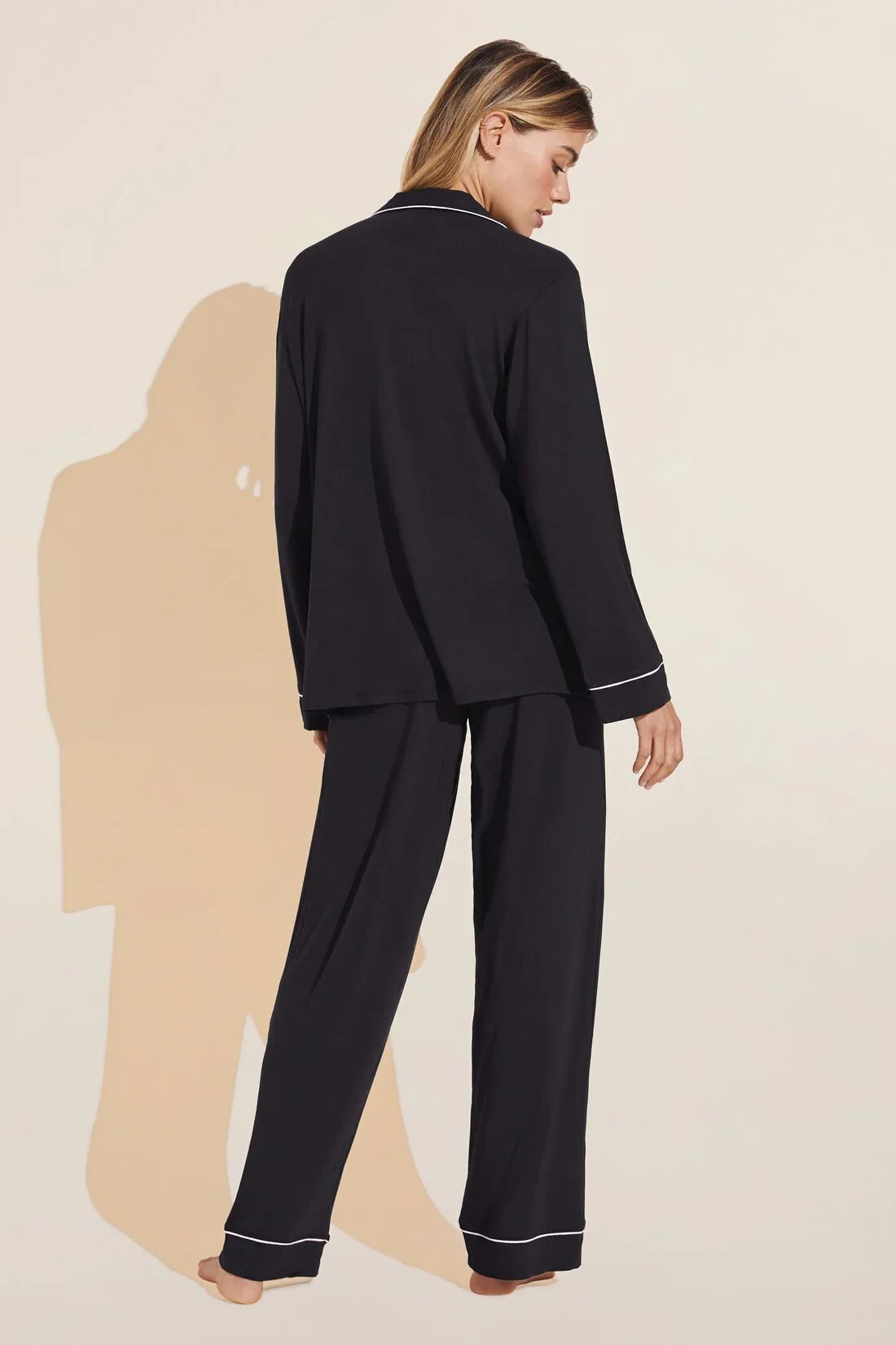 Eberjey Gisele Long PJ Set - Black/ Sorbet Pink