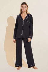 Eberjey Gisele Long PJ Set - Black/ Sorbet Pink