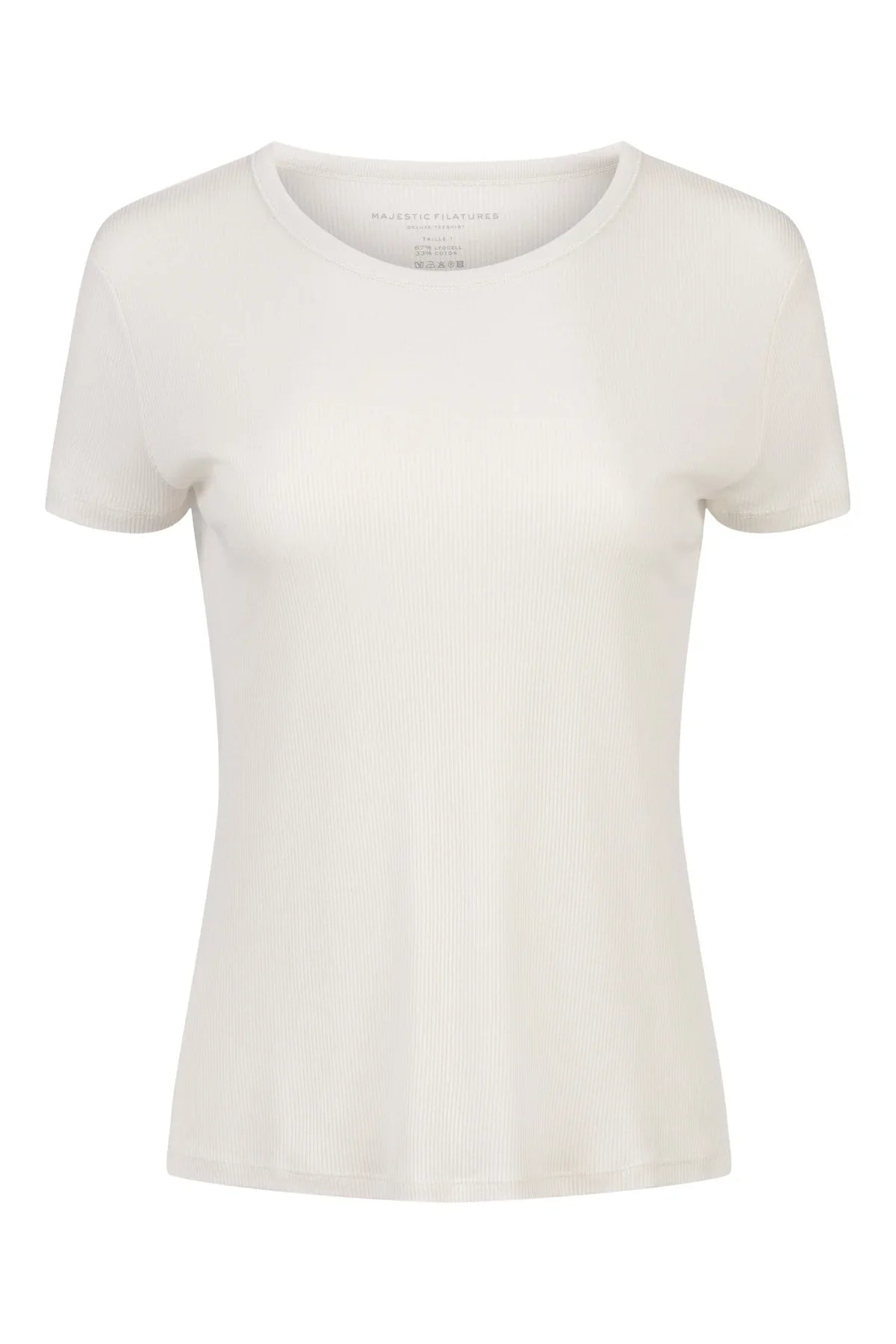 Majestic Filatures Lyocell Cotton Baby Rib S/S Crewneck - Grege