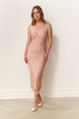 LoveShackFancy Mirrian Beaded Maxi Dress - Dusty Rose