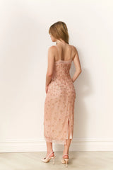 LoveShackFancy Mirrian Beaded Maxi Dress - Dusty Rose