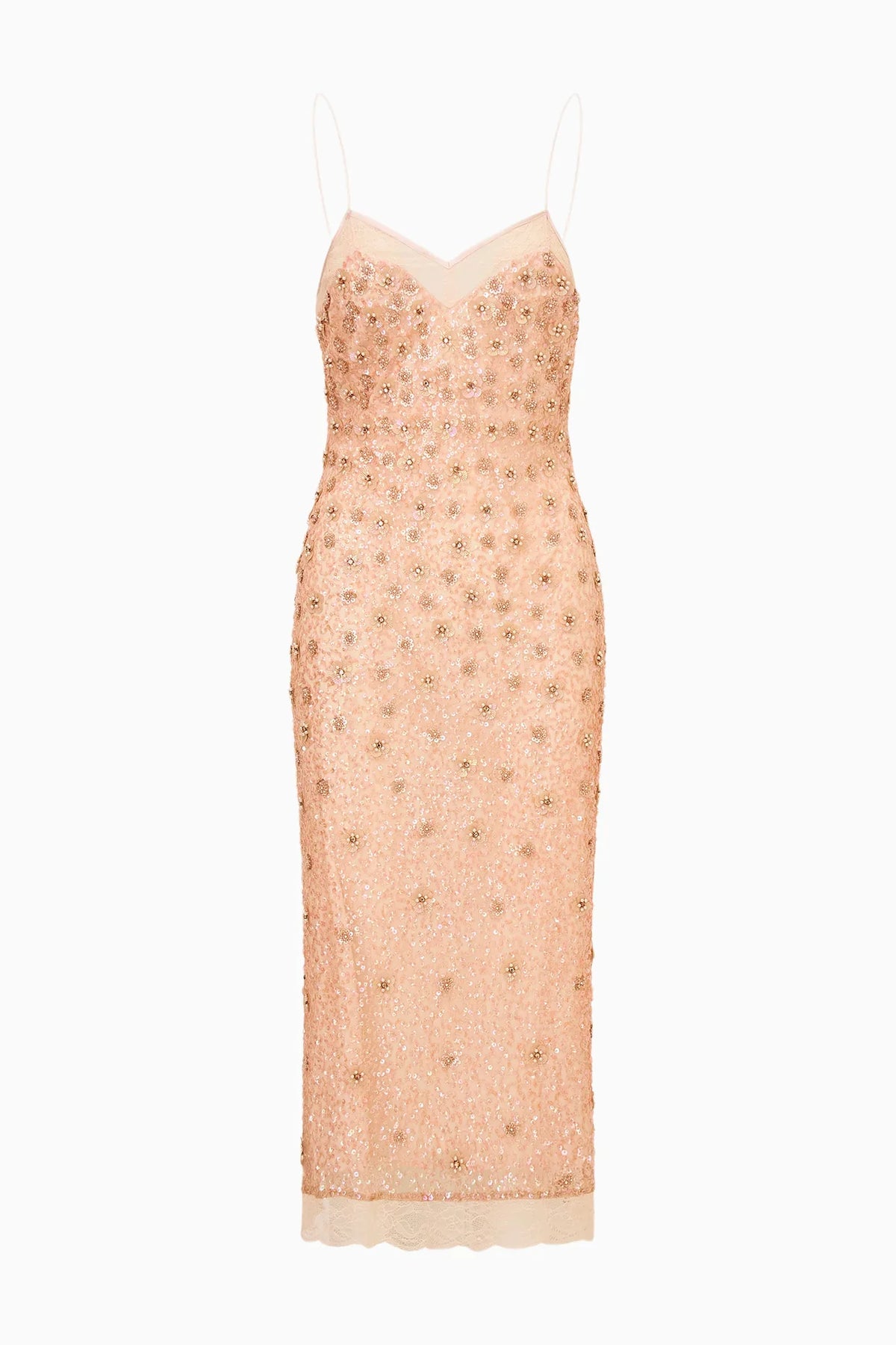 LoveShackFancy Mirrian Beaded Maxi Dress - Dusty Rose