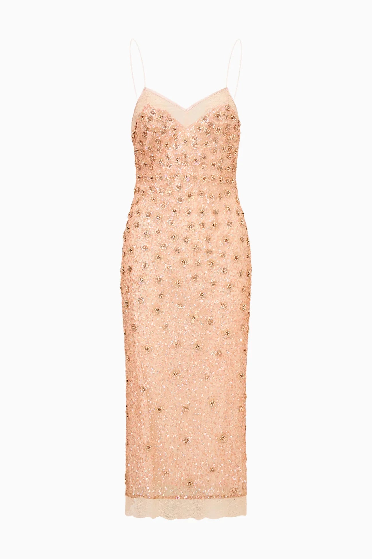LoveShackFancy Mirrian Beaded Maxi Dress - Dusty Rose