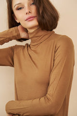 Majestic Filatures Soft Touch Long Sleeve Turtleneck - Camel