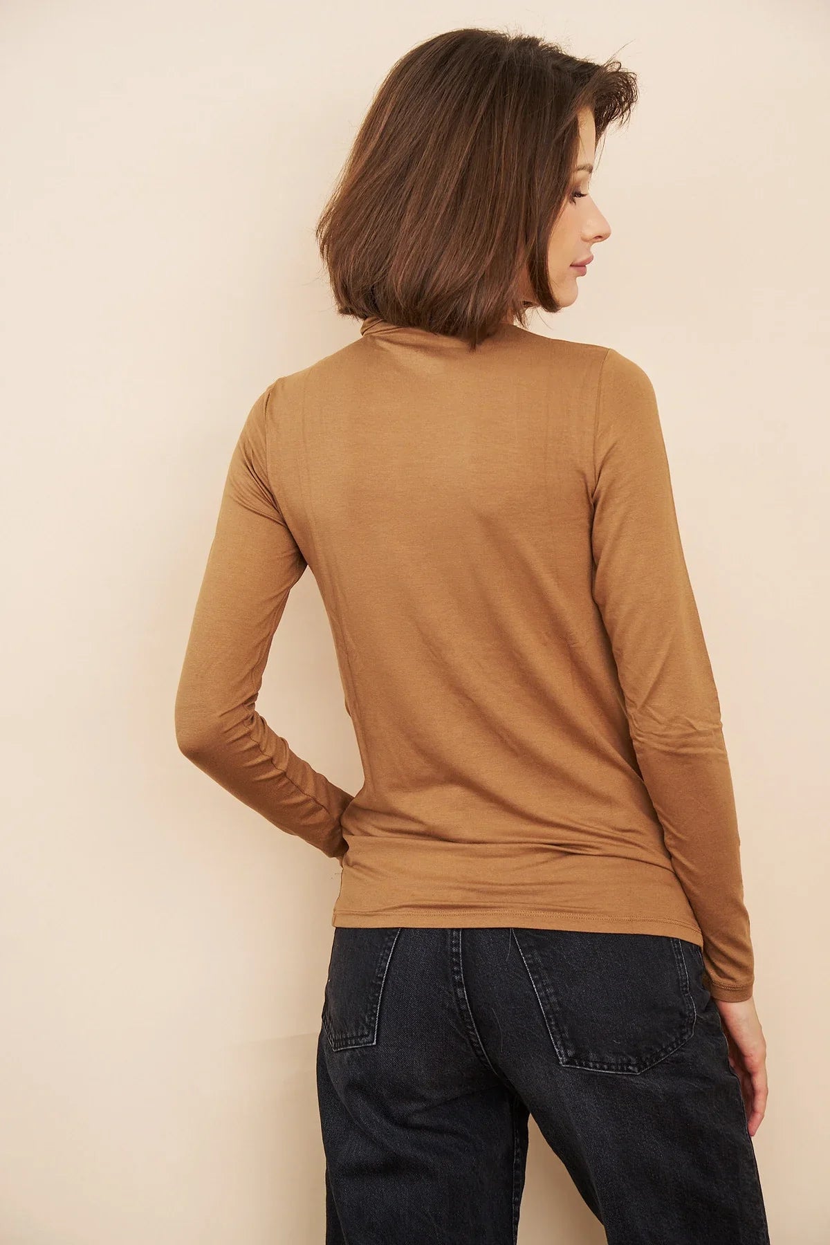 Majestic Filatures Soft Touch Long Sleeve Turtleneck - Camel