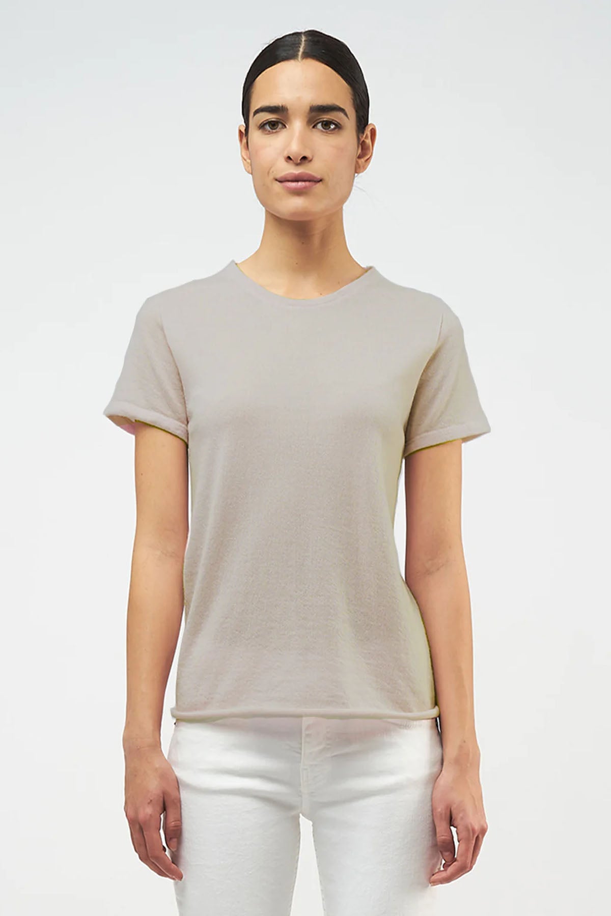 Majestic Filatures Cashmere Short Sleeve Crewneck - Brume Chine