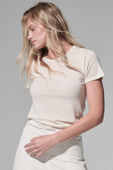 Majestic Filatures Cashmere Short Sleeve Crewneck - Milk