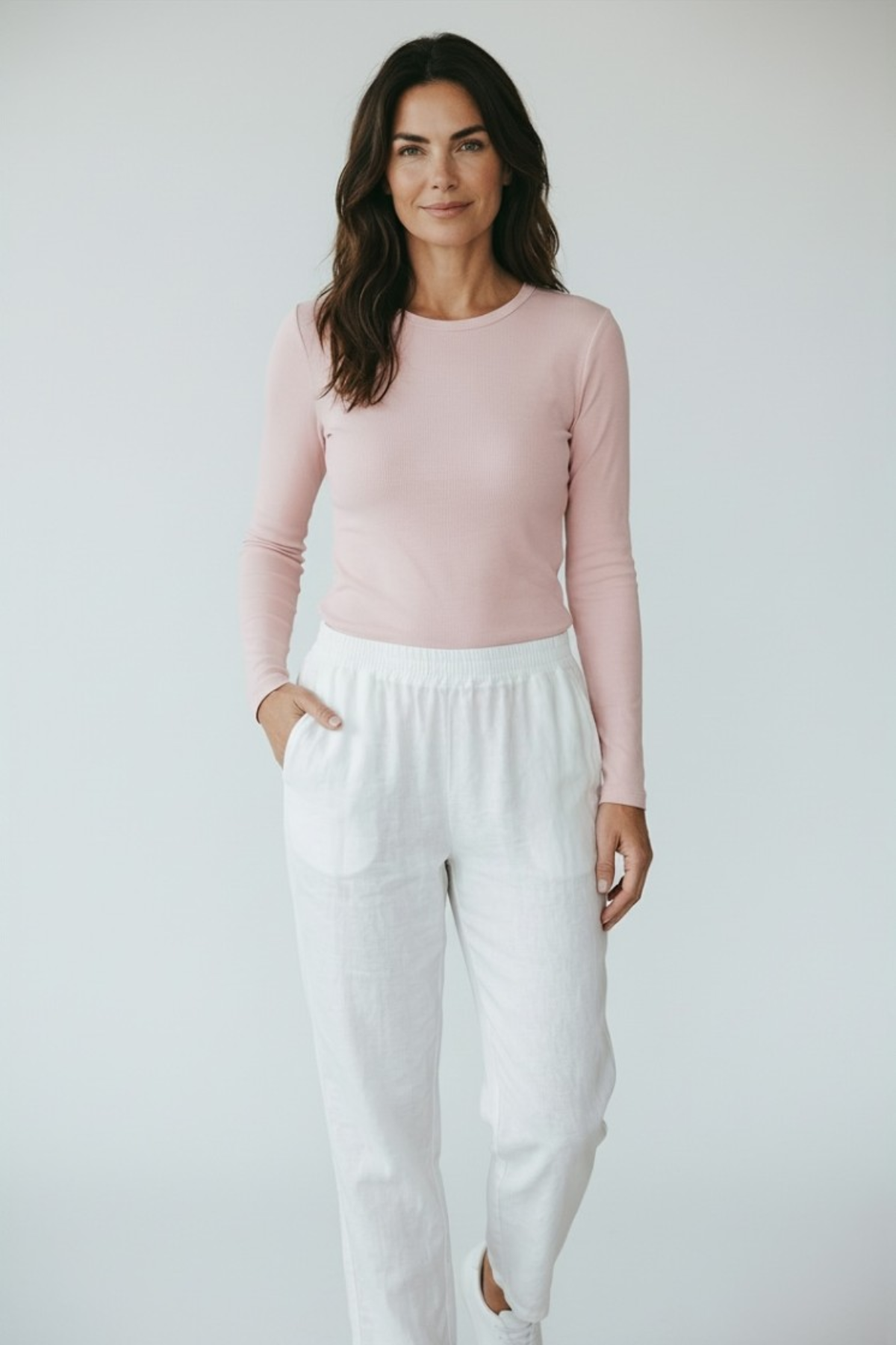 Majestic Filatures Soft Touch Long Sleeve Crewneck Tee - Petale