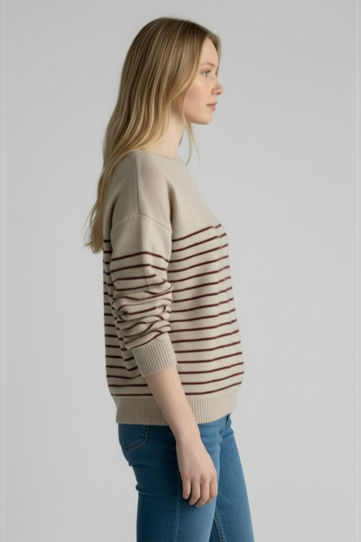 Majestic Filatures Wool Fox Knit Stripe Boatneck Sweater - Grenat
