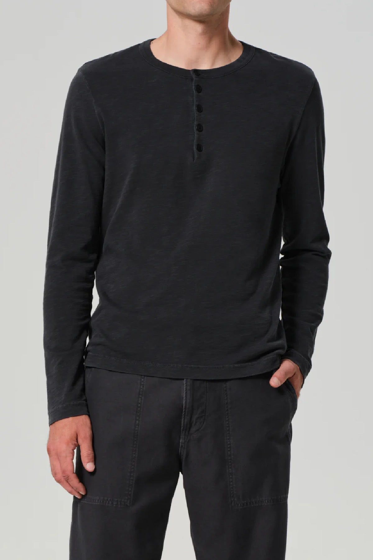 Citizens of Humanity Men's Classic Henley - Washed Black
