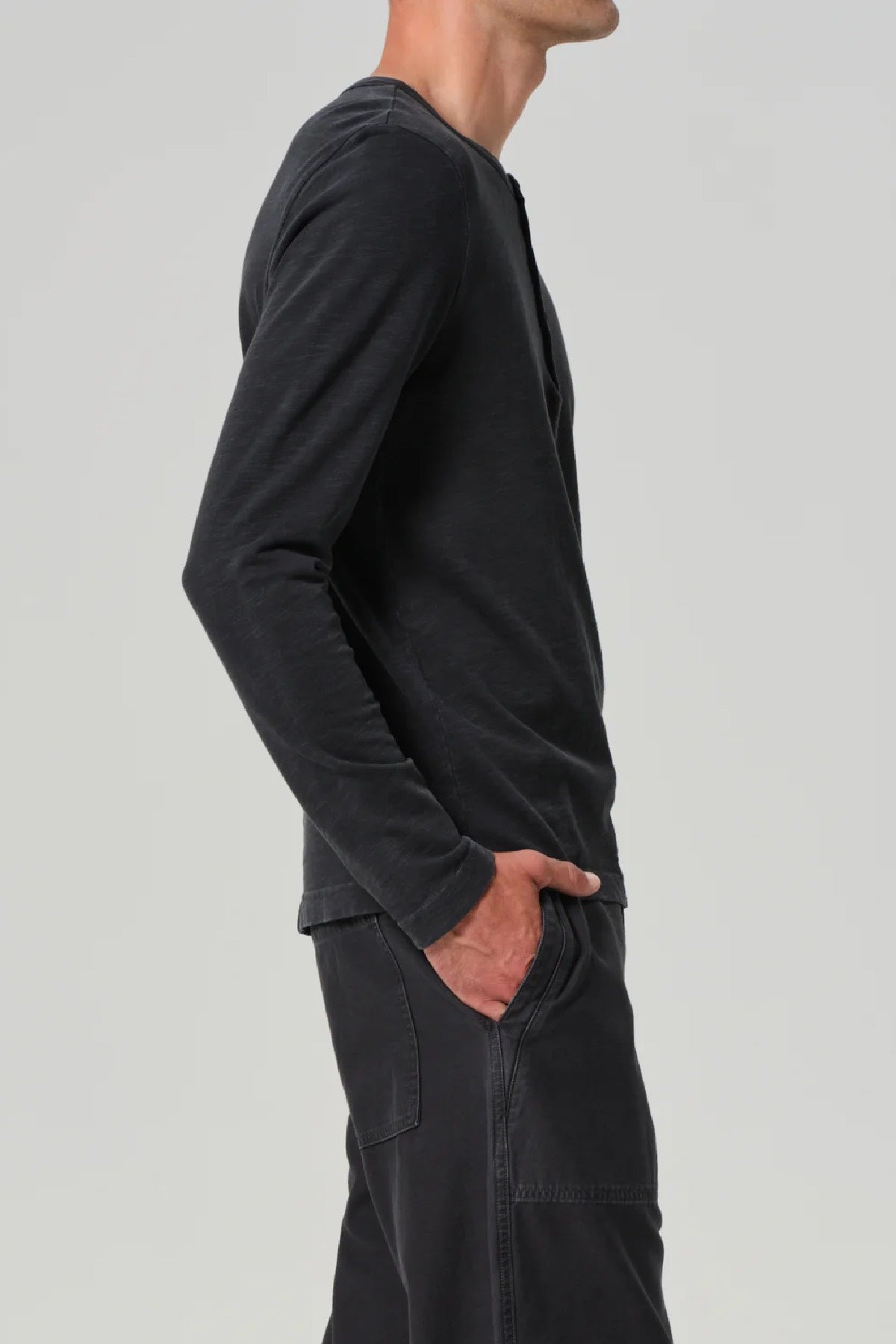 Citizens of Humanity Men's Classic Henley - Washed Black