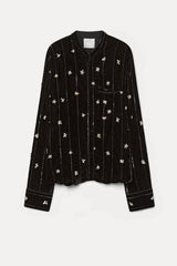Forte Forte "Petites Etoiles" Embroidery Velvet Pajama Shirt - Noir