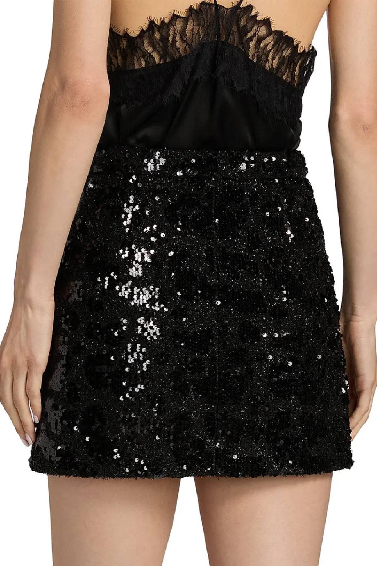 Iro Opina Sequin Embellished Mini Skirt - Black Sequins