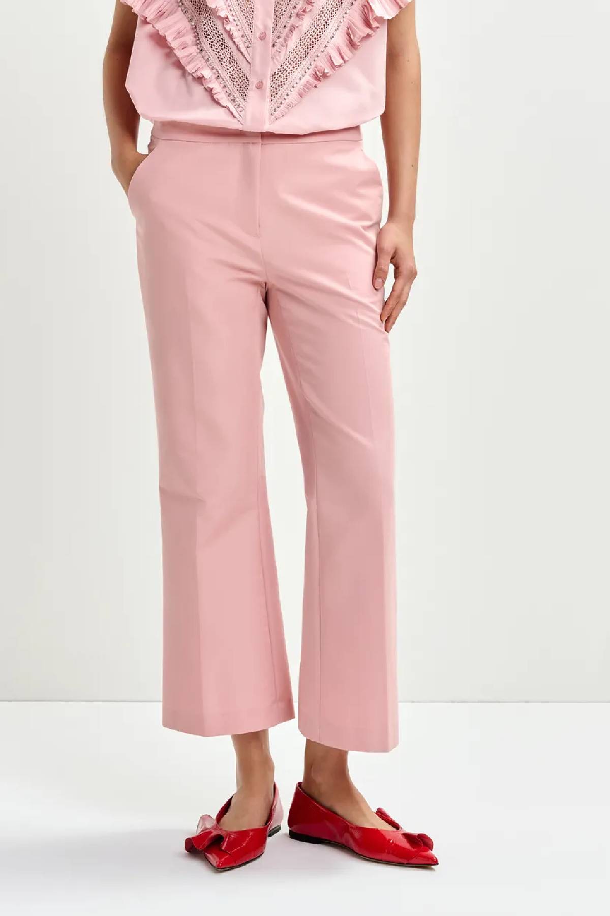 Essentiel Antwerp Cropped Flared Pants - Light Pink