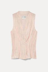 Forte Forte "Les Fils D'Argent" Jacquard Double Breasted Top - Nude