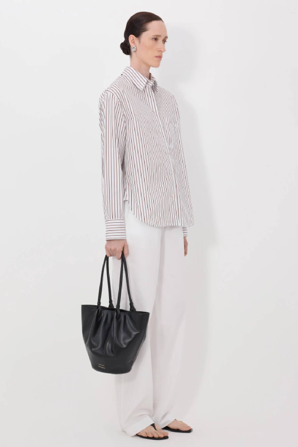Loulou de Saison Maud Oversized Shirt - Dark Red/ Light Blue