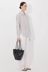 Loulou de Saison Maud Oversized Shirt - Dark Red/ Light Blue