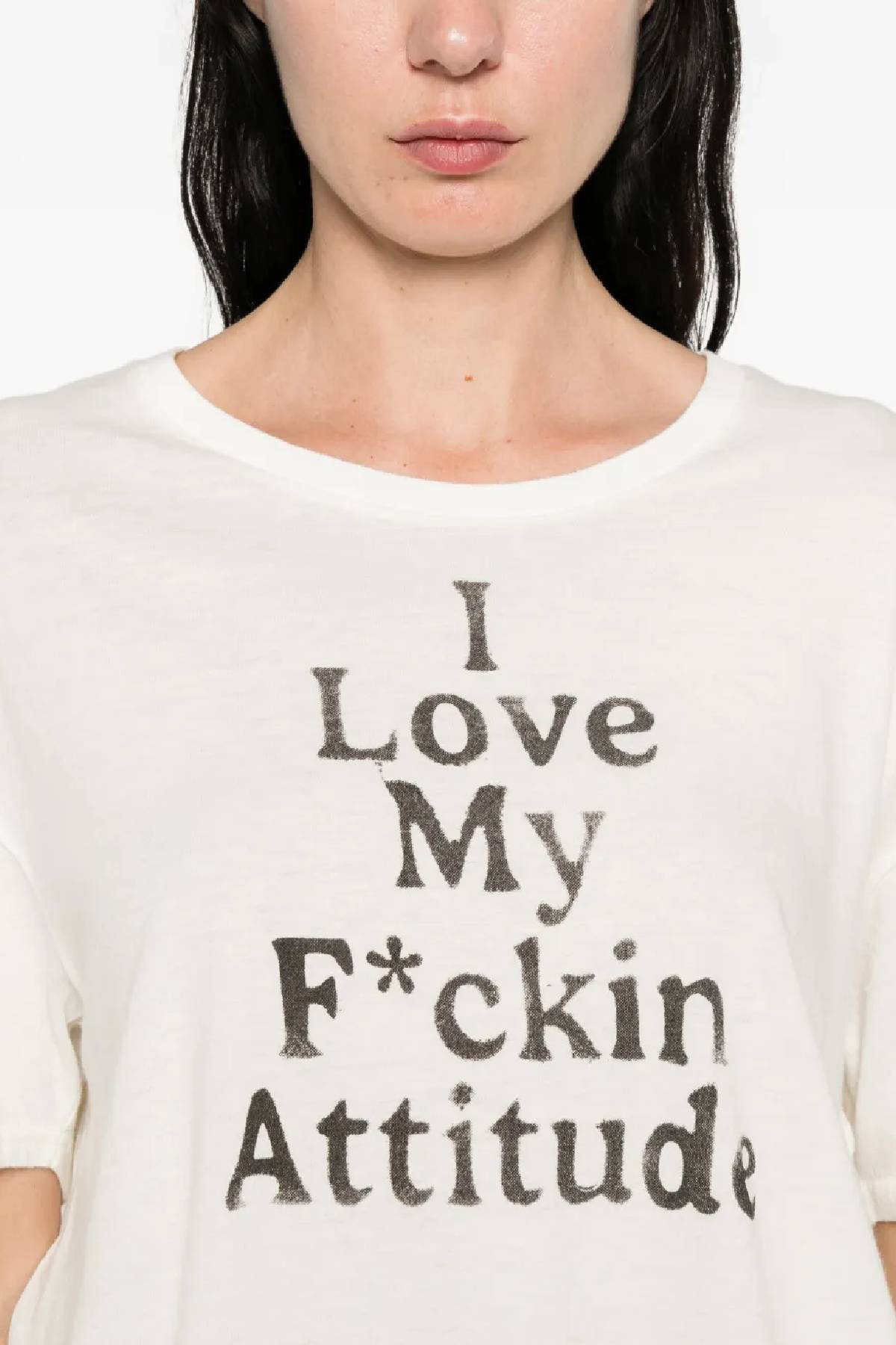 R13 Fkn Attitude Relaxed Tee - Off White