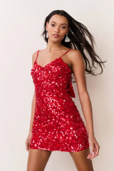 LoveShackFancy Raphaella Sequin Mini Dress - Red