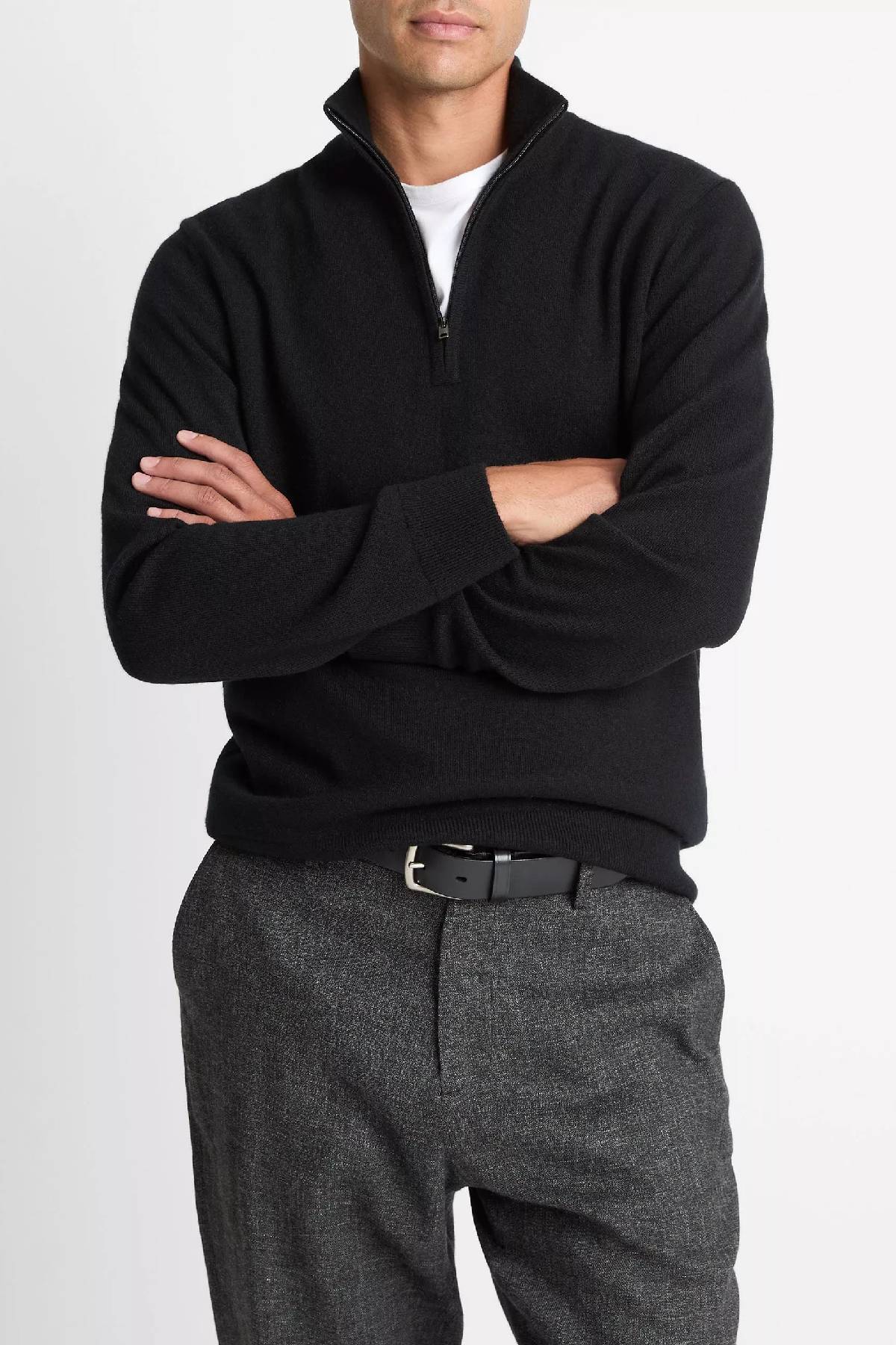 Vince Men's Cashmere Quarter Zip Sweater - Black