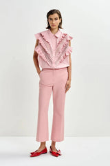 Essentiel Antwerp Cropped Flared Pants - Light Pink