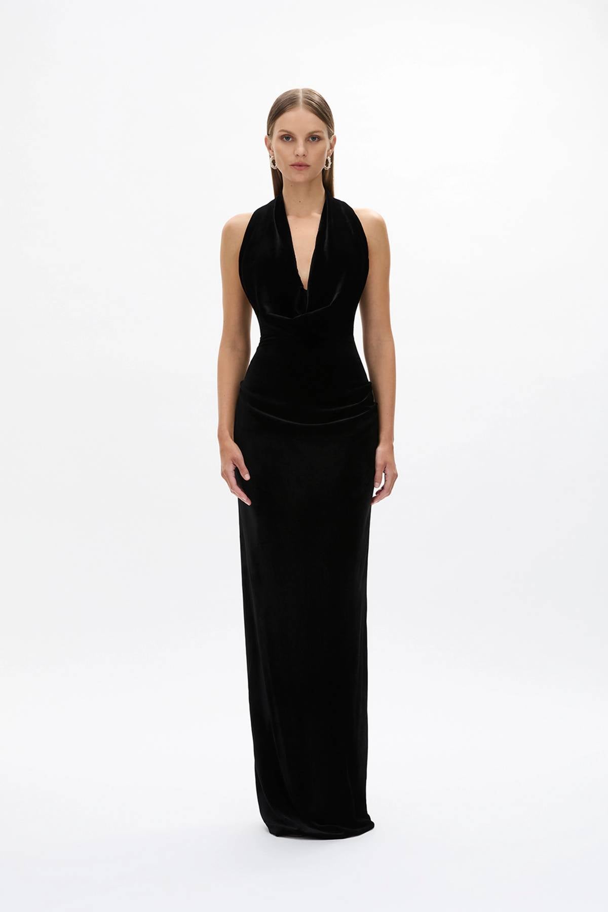 Rachel Gilbert Martin Plunge Gown - Black