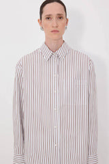 Loulou de Saison Maud Oversized Shirt - Dark Red/ Light Blue