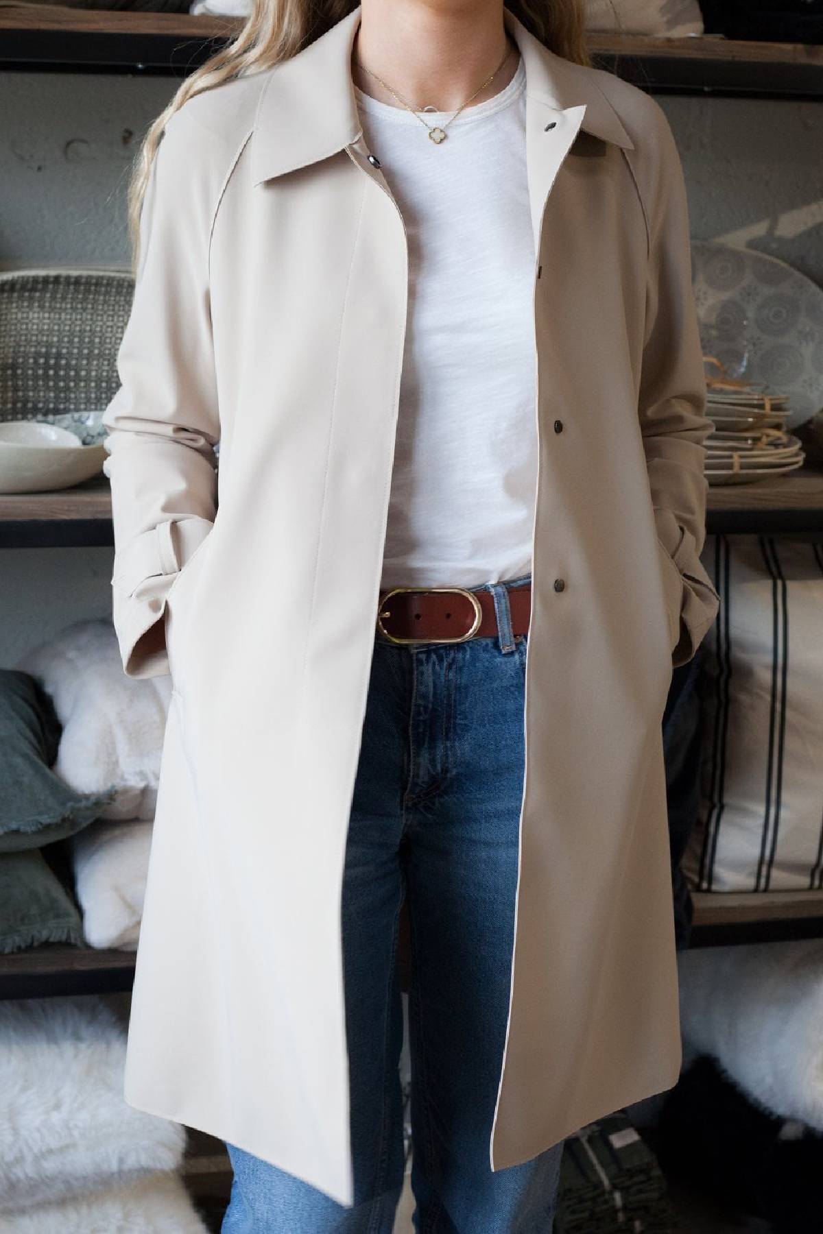 Harris Wharf Mac Coat Scuba - Sand