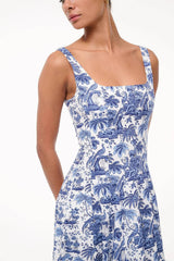 Staud Wells Dress - Blue Toile