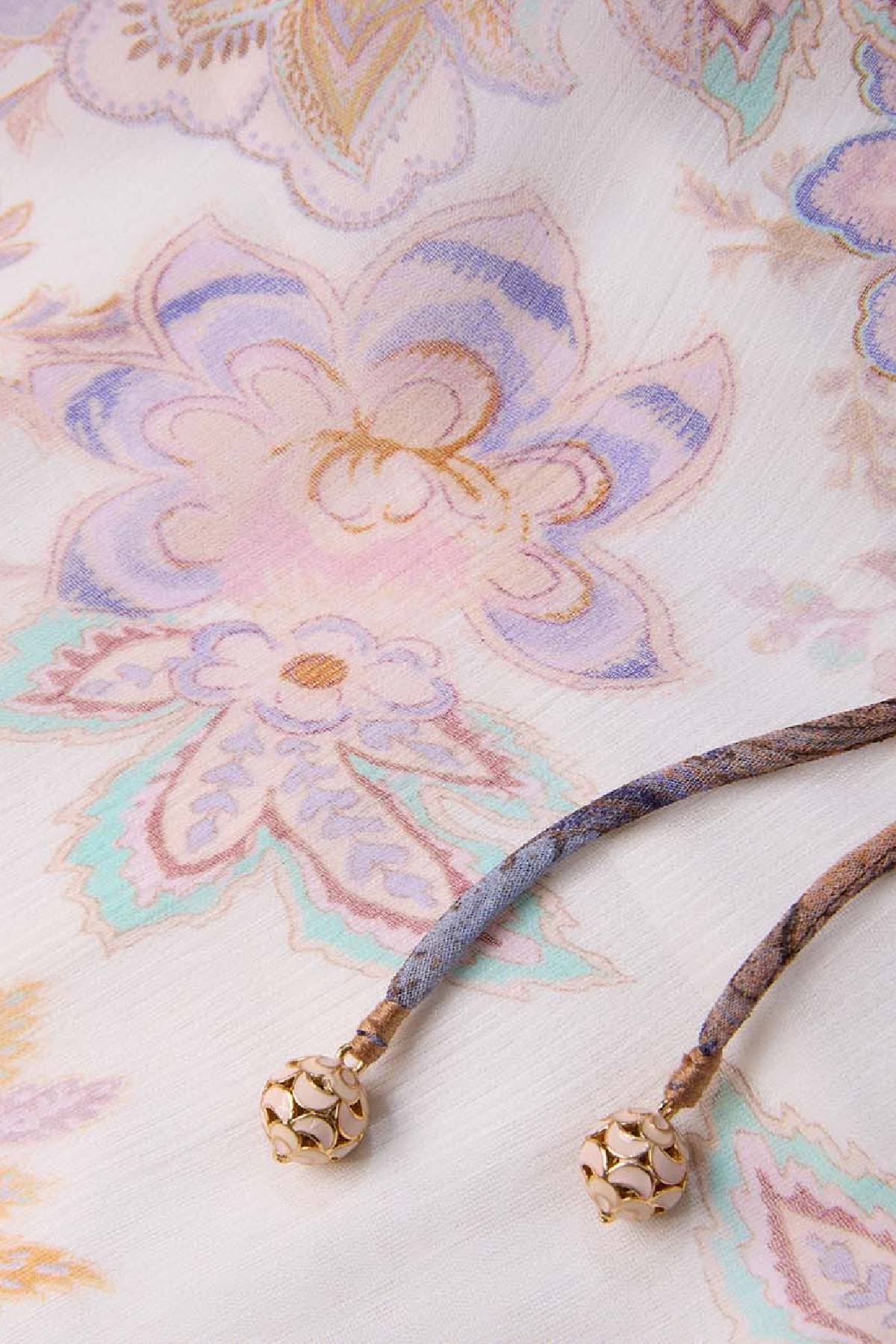 Zimmermann Luna Billow Blouse - Cream Blue Paisley