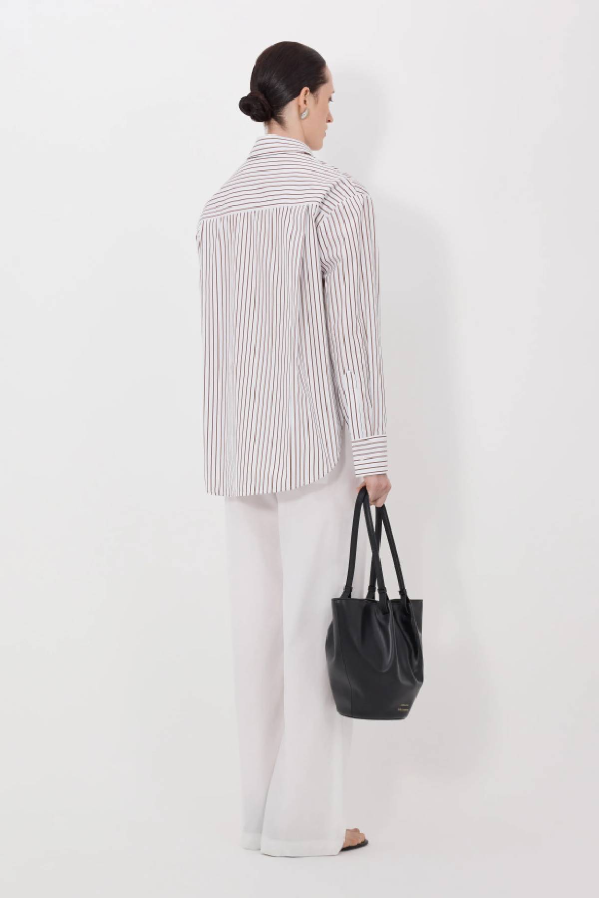 Loulou de Saison Maud Oversized Shirt - Dark Red/ Light Blue