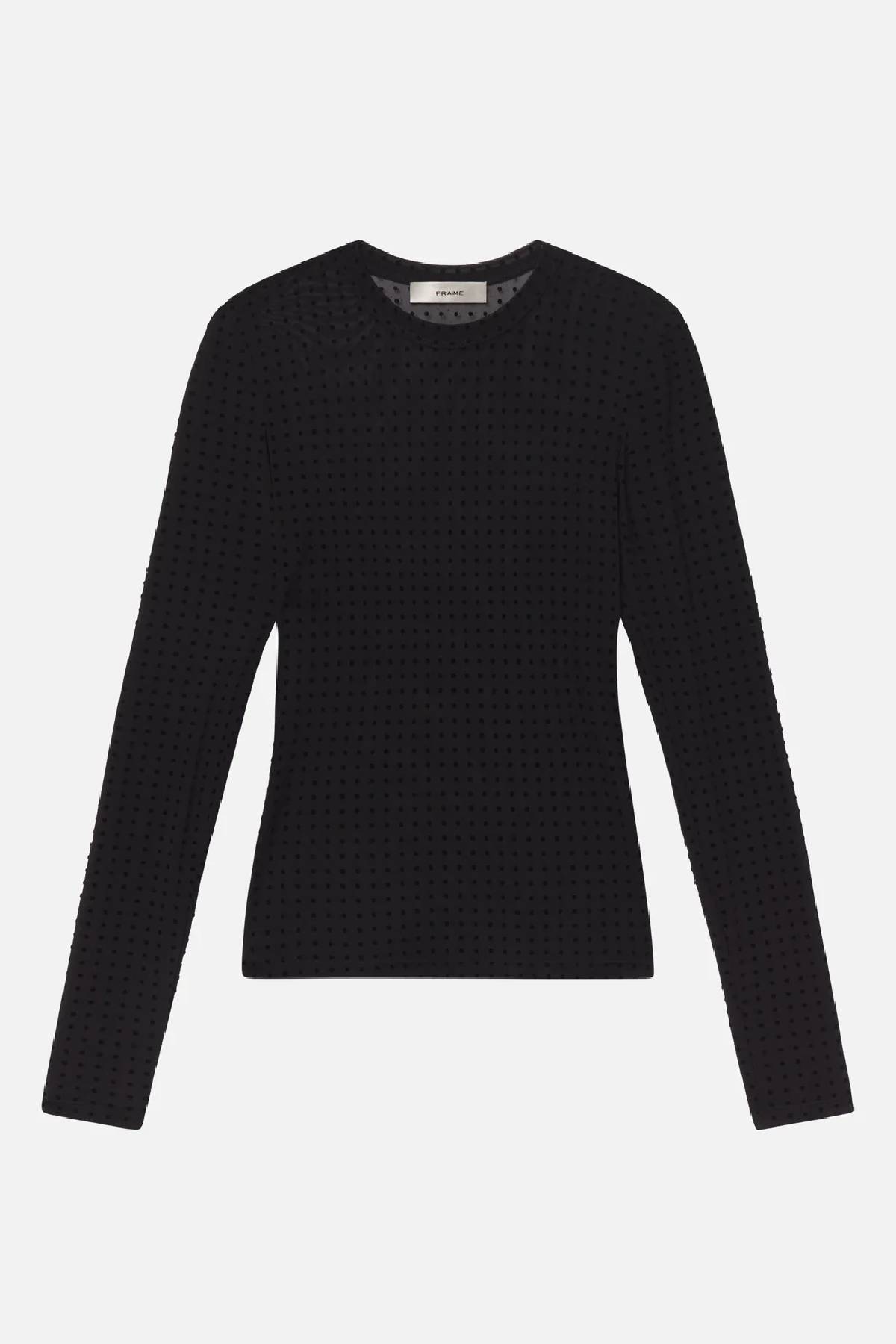 Frame The Mesh Polka Dot Top - Black