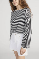 Frame The Striped Slouchy Sweater - Cream Multi