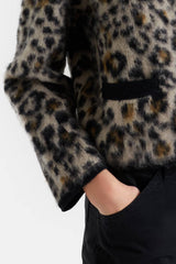 Nili Lotan Beyton Cardigan - Jute Leopard